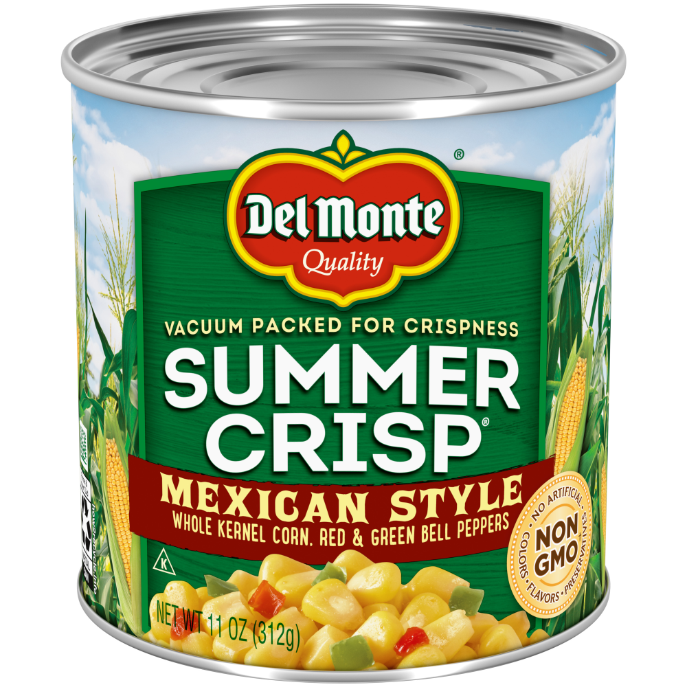 DEL MONTE SUMMER CRISP Mexican Style Corn with Whole Kernel Corn  Red & Green Peppers  Canned Vegetables,  11 Oz