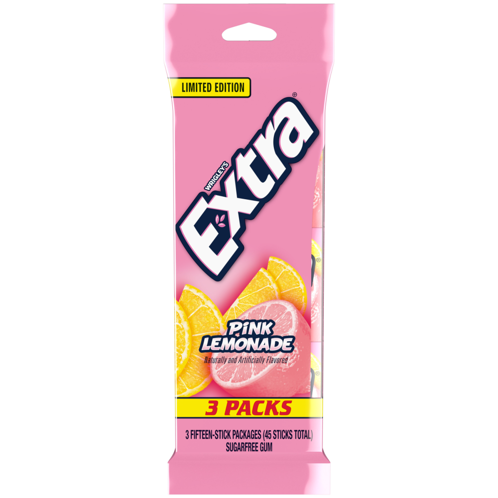Extra Pink Lemonade Chewing Gums 3-15 Ct Package