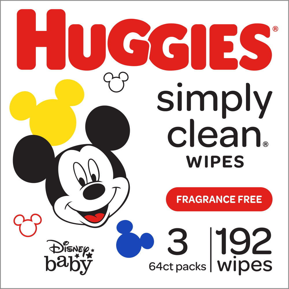 Huggies Simply Clean Baby Wipes Fragrance Free 3pk, 192ct