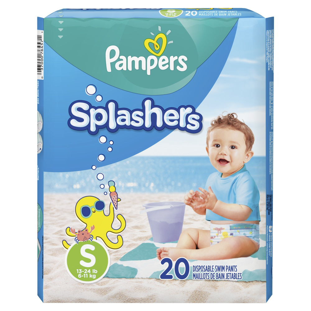 Pampers Splashers Disposable Swim Pants Size Small 2-3 (13-24), 20 ct 