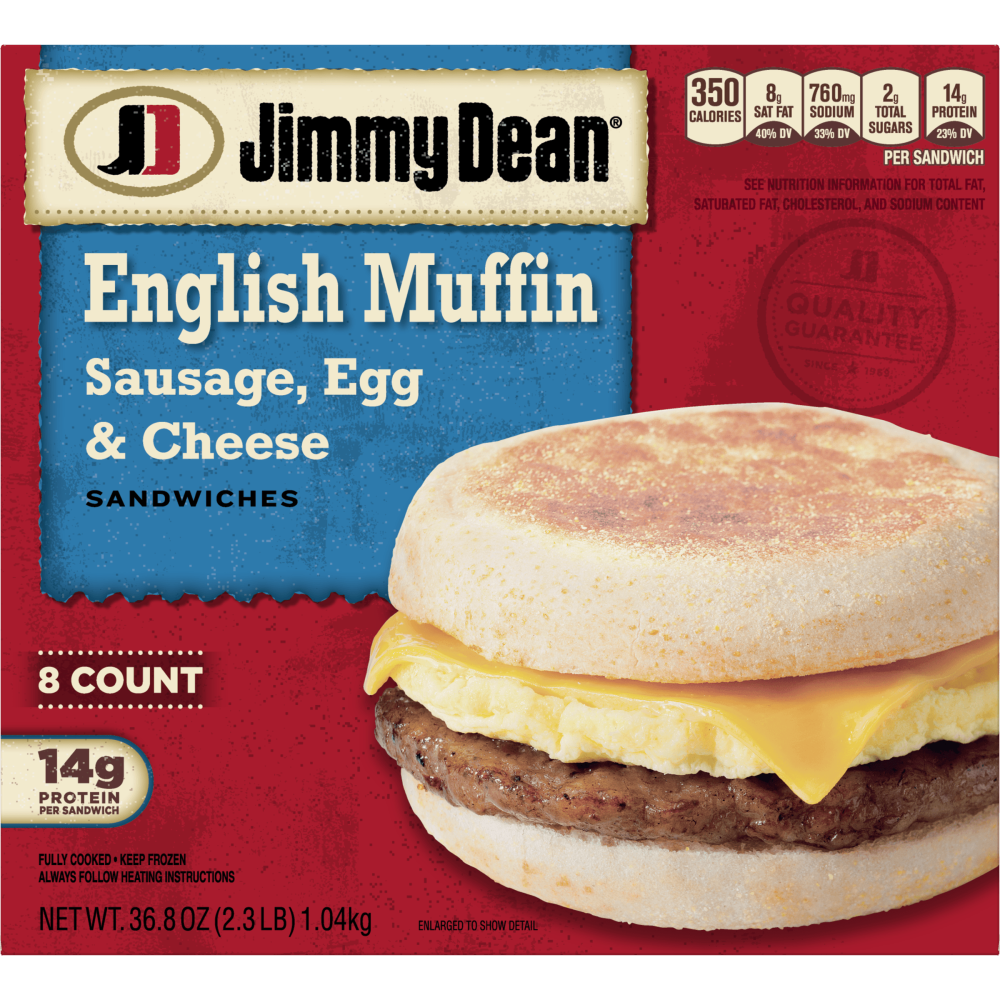 Jimmy Dean English Muffin Sausage. Egg & Cheese Sandwiches 8Count