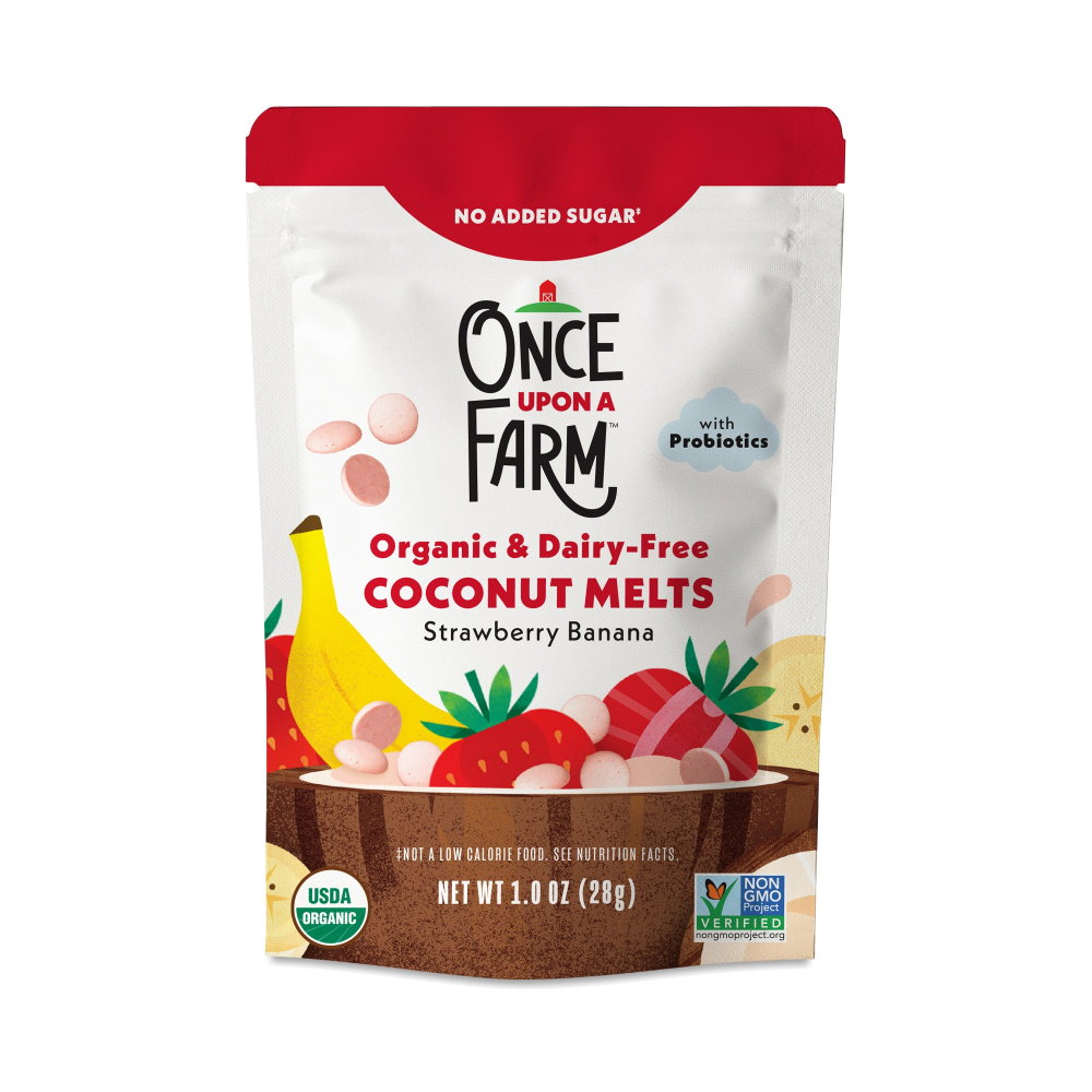 Once Upon a Farm Organic & Dairy Free Coconut Melts Strawberry Banana Baby Snacks - 1oz