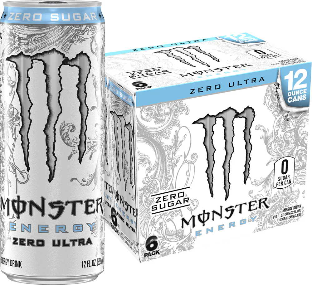 Monster Energy Zero Ultra Sugar Free Energy Drink, 12 Fl Oz 6 Pack