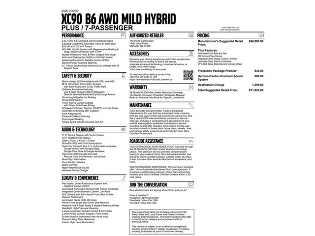 SEMINUEVOS VOLVO XC90 2026 B6 Plus AWD NAV PANO BLIS 7-PASS HARMAN 10 Mi a Estados en autogozo