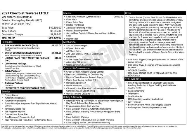 Nuevos CHEVROLET TRAVERSE à Estados chez autogozo