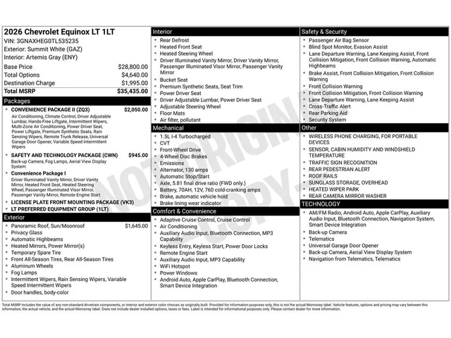 Nuevos CHEVROLET EQUINOX à Estados chez autogozo