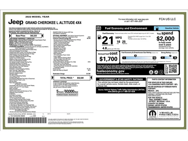 SEMINUEVOS JEEP Grand Cherokee L a Estados en autogozo