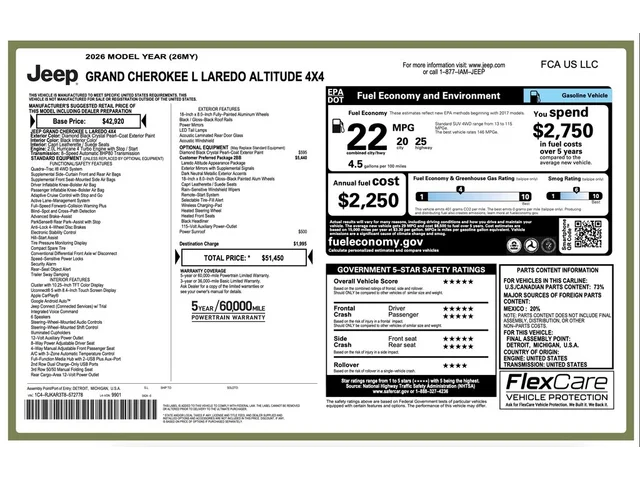Nuevos JEEP GRAND CHEROKEE L à Estados chez autogozo