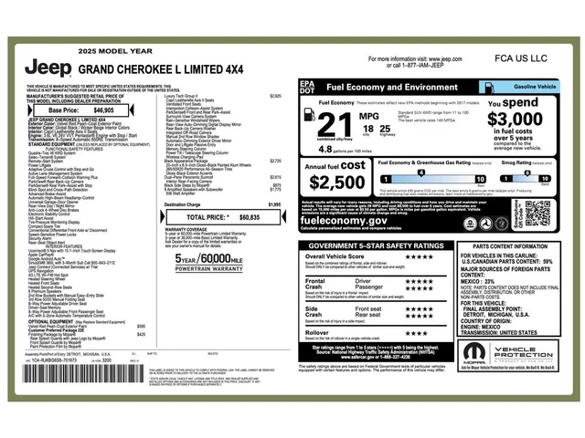 SEMINUEVOS JEEP Grand Cherokee L a Estados en autogozo