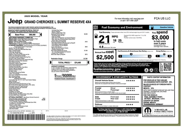 SEMINUEVOS JEEP Grand Cherokee L a Estados en autogozo
