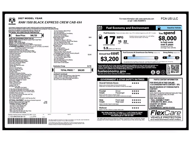 Nuevos RAM 1500 à Estados chez autogozo
