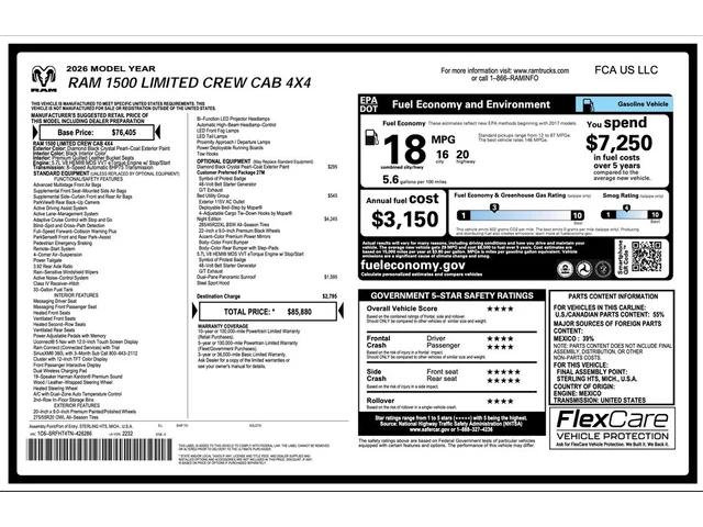 Nuevos RAM 1500 à Estados chez autogozo