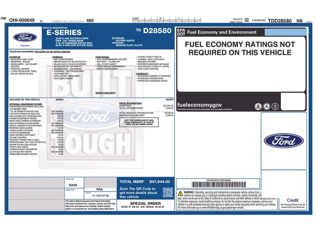 Nuevos FORD E-450SD à Estados chez autogozo