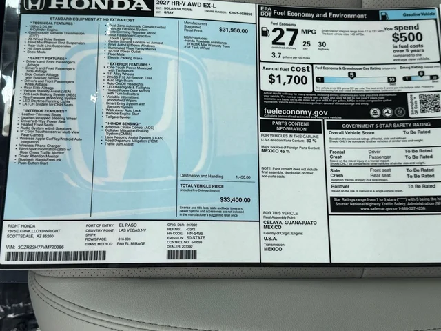 Nuevos HONDA HR-V à Estados chez autogozo