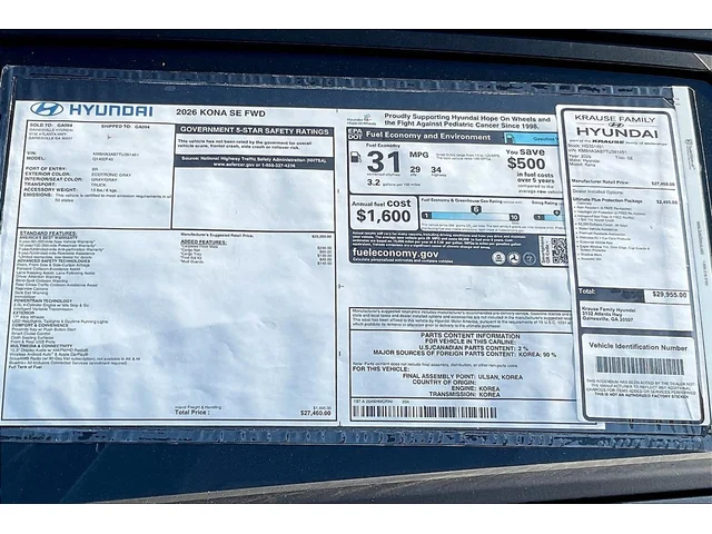 Nuevos HYUNDAI KONA at Gainesville Hyundai in Gainesville