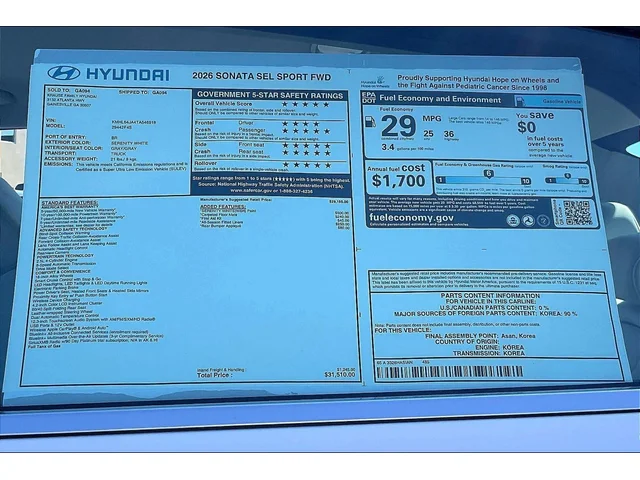Nuevos HYUNDAI SONATA à Estados chez autogozo