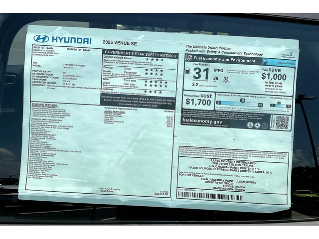 Nuevos HYUNDAI VENUE at Gainesville Hyundai in Gainesville