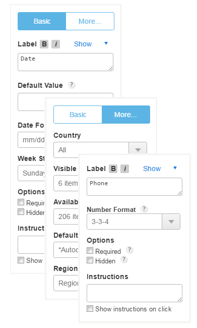 field settings 123contactform