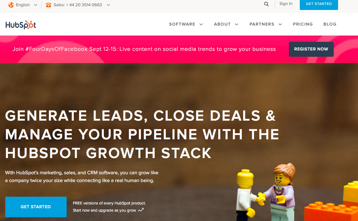 hubspot page for lead generation