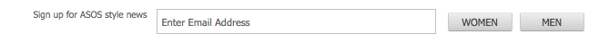 ASOS style news newsletter form