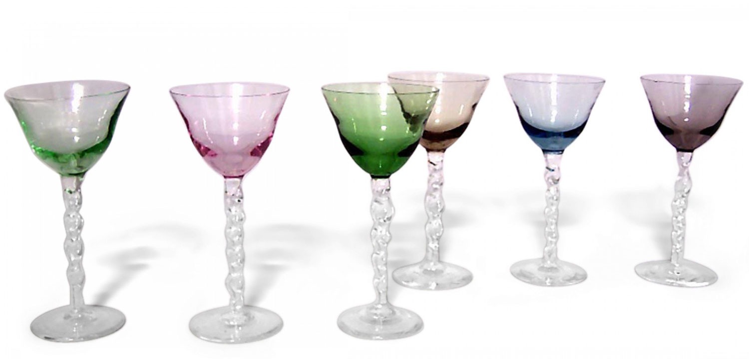 Set of 8 color crystal wine glasses