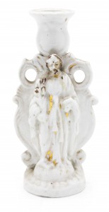 English victorian chelsea porcelain religious candlestick