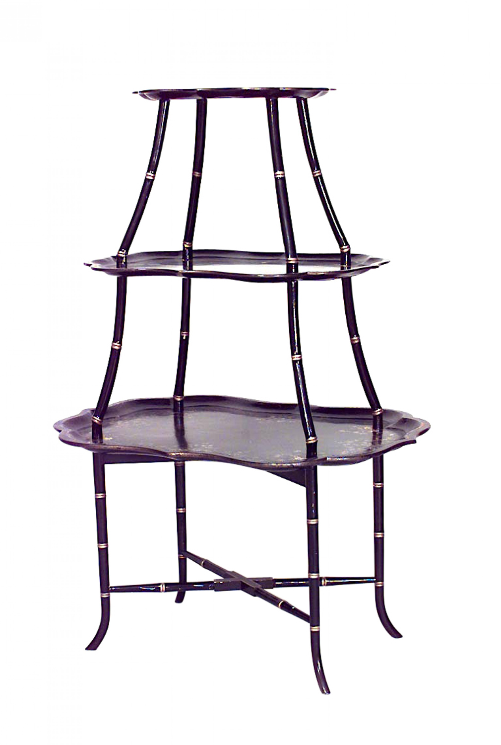 English victorian papier mache lacquered 3 tier table