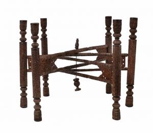 Asian indian style walnut folding table base