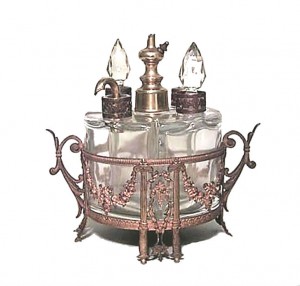 French victorian bronze and crystal perfume bottle set 1