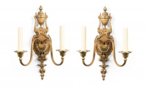 French victorian style bronze and copper wall sconces 1