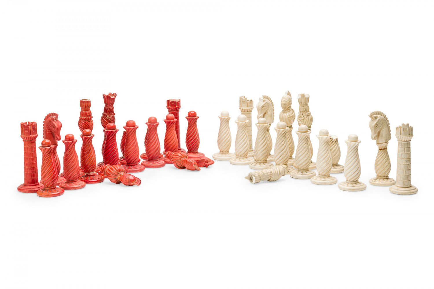 Italian neoclassic style alabaster chess set