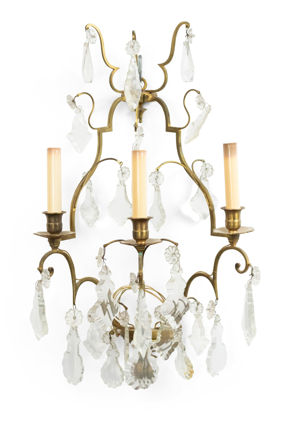 French louis xv style bronze and crystal wall sconces 1