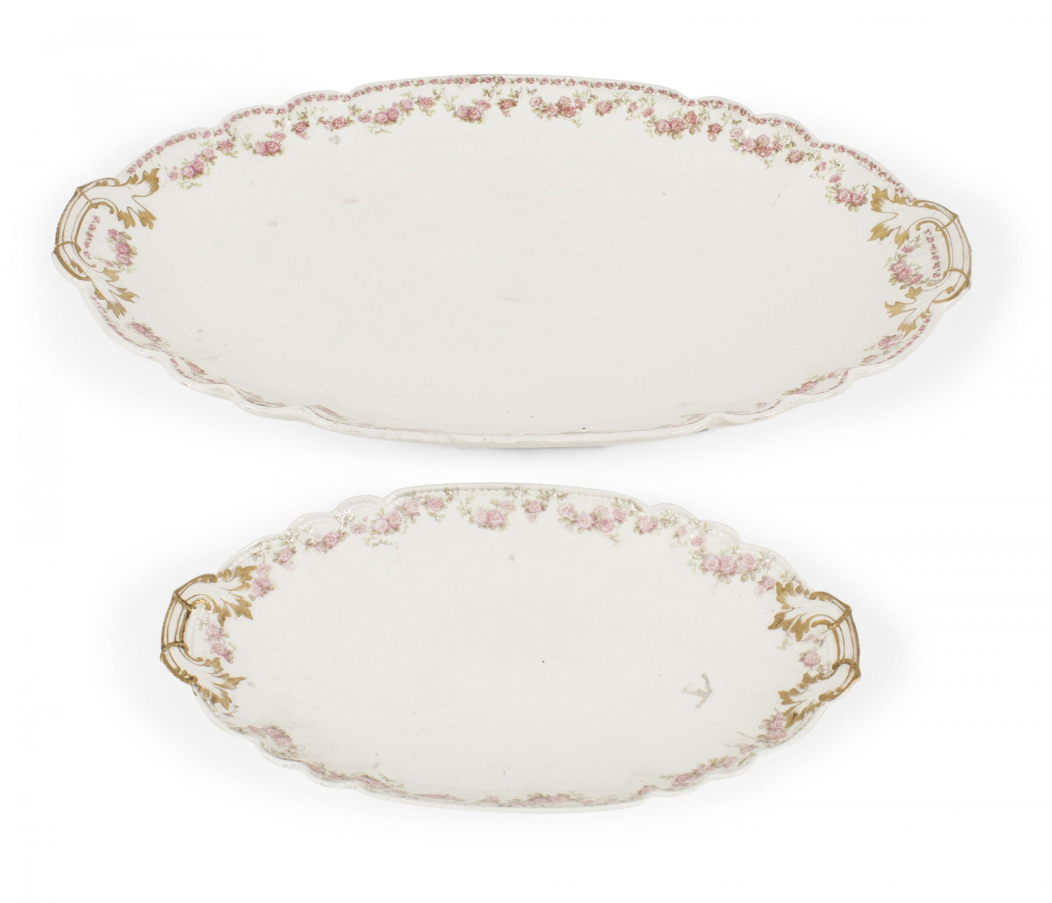Pair of french victorian porcelain serving platters