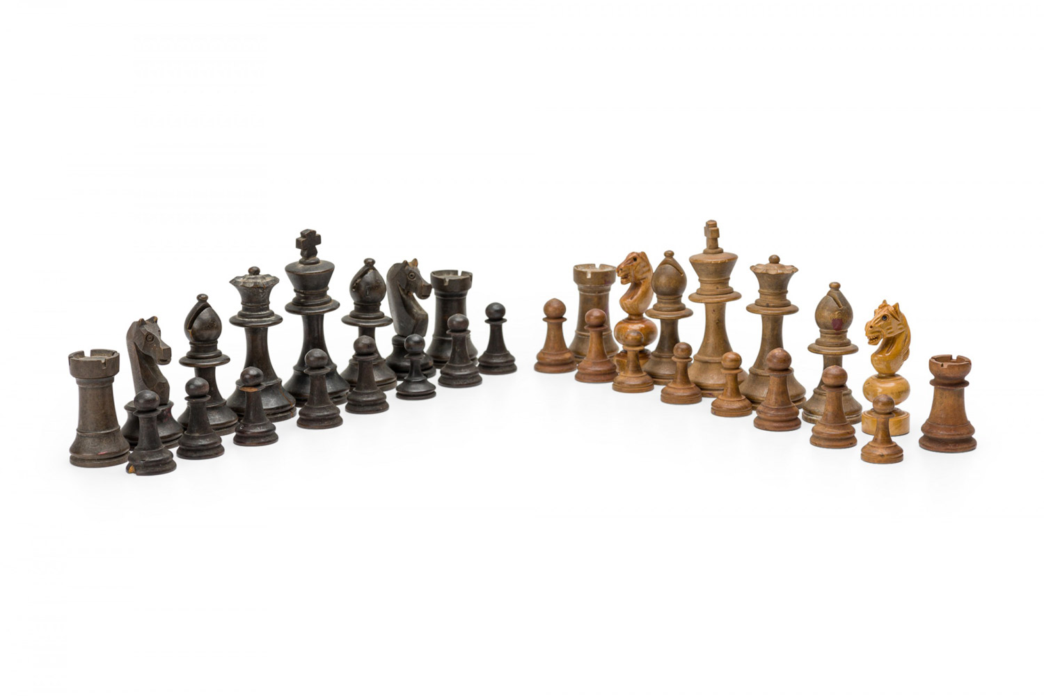 Italian neoclassic style wooden chess set