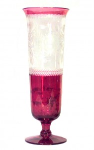 German cranberry crystal vase
