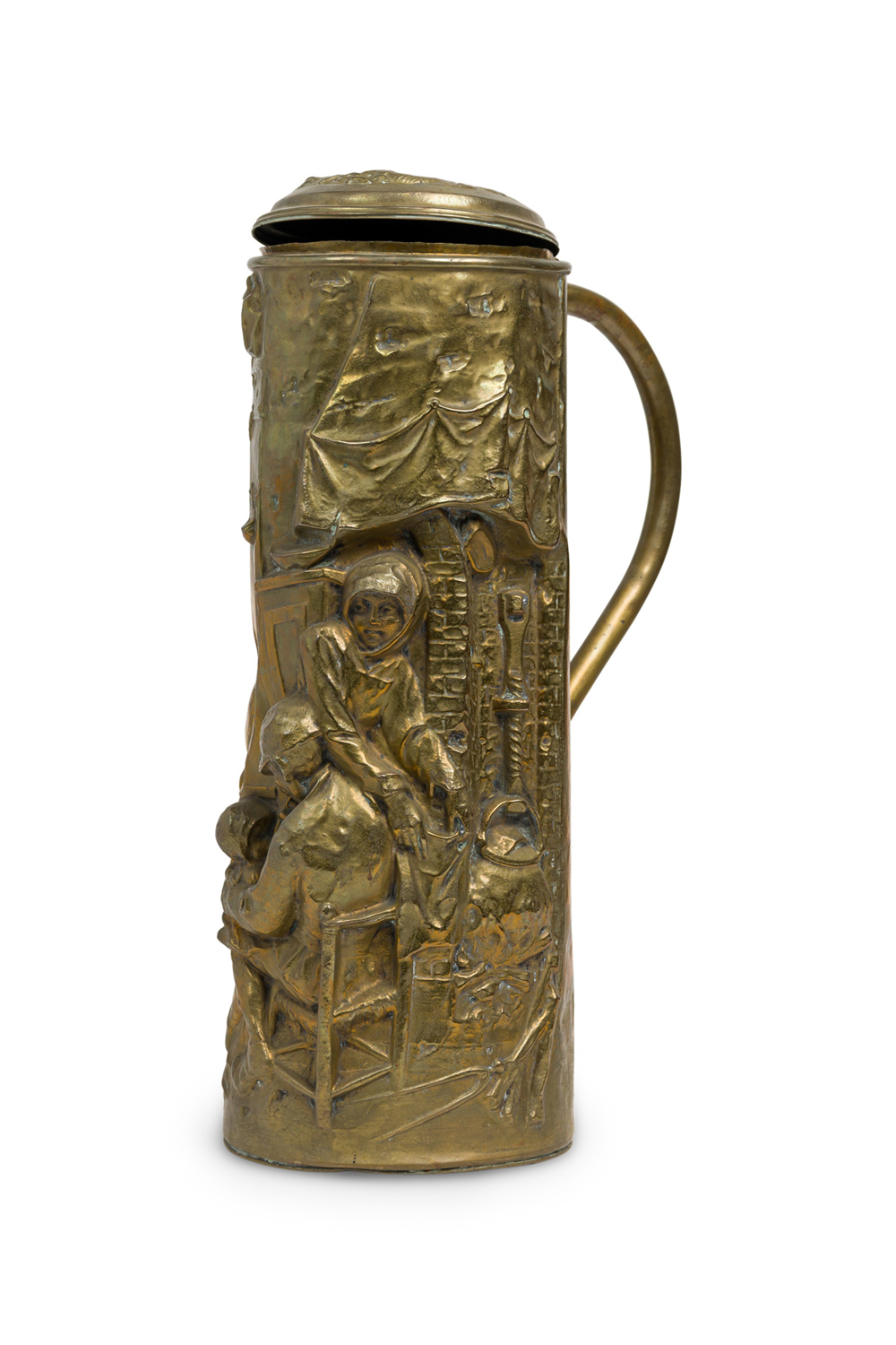 Renaissance hammered brass umbrella stand 2