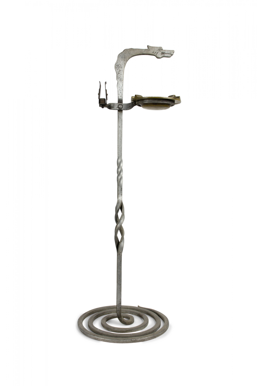 Art deco gothic silver snake smoking stand