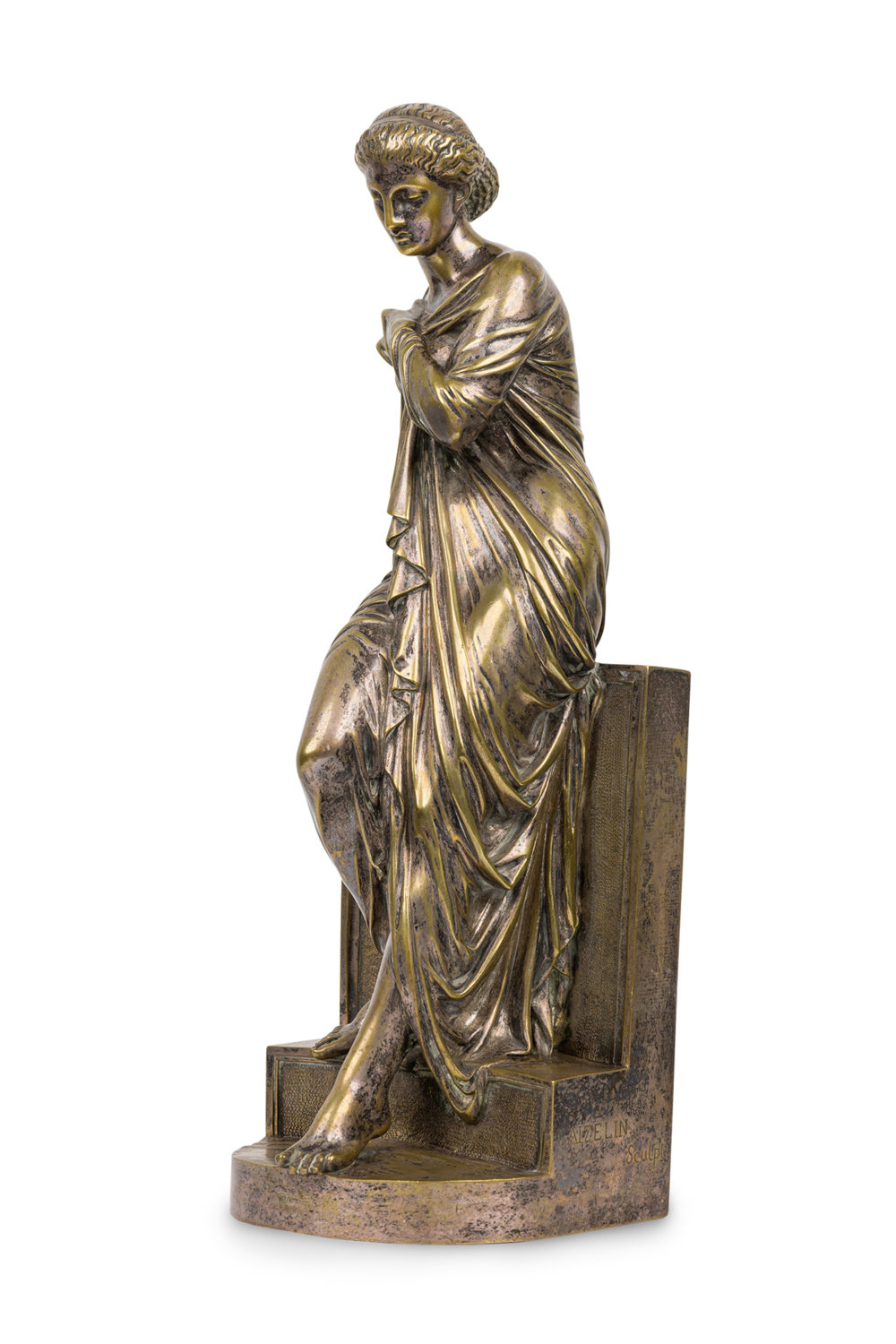 Neo classic silver plated greek woman 1