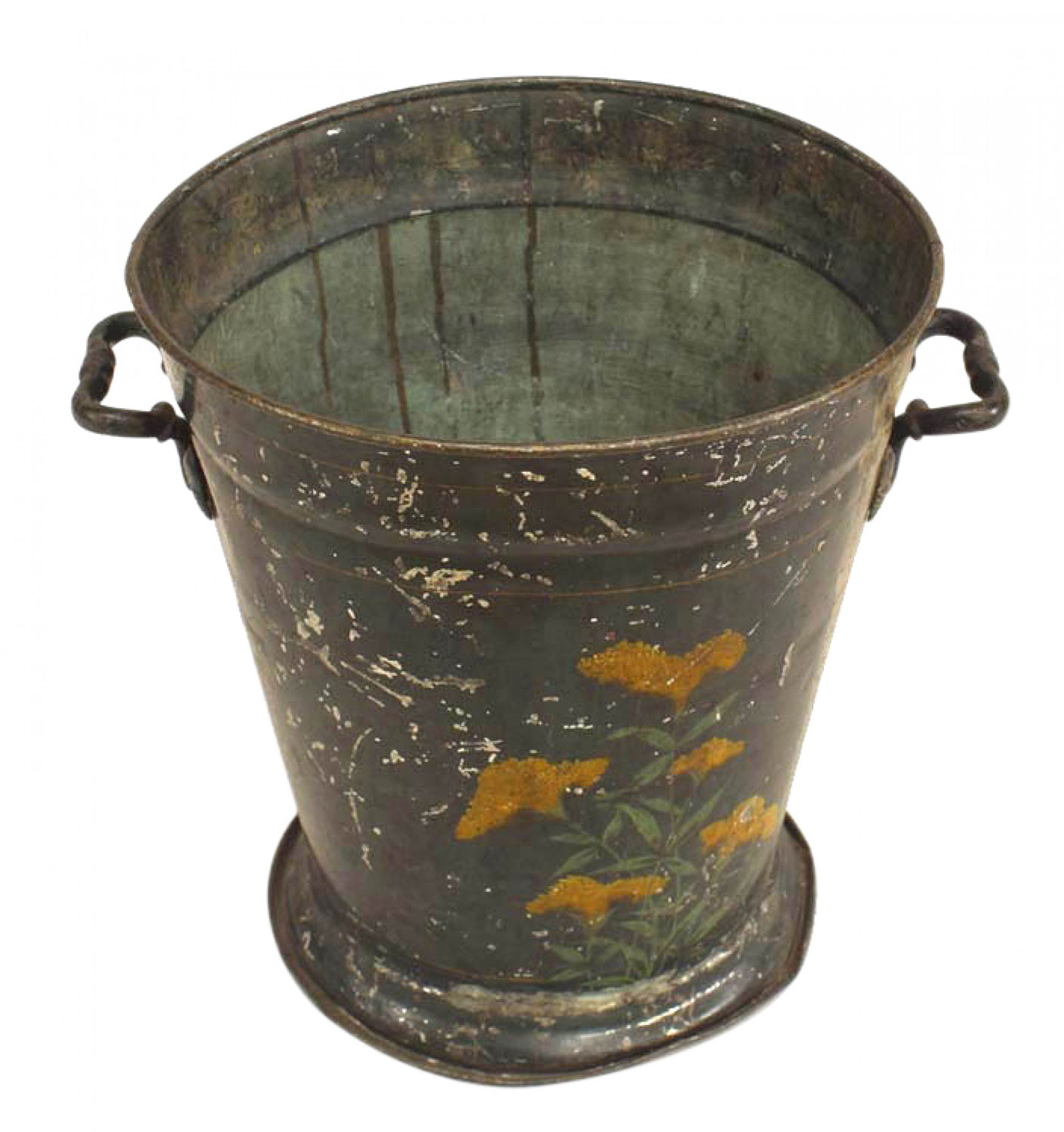 English victorian tole floral bucket