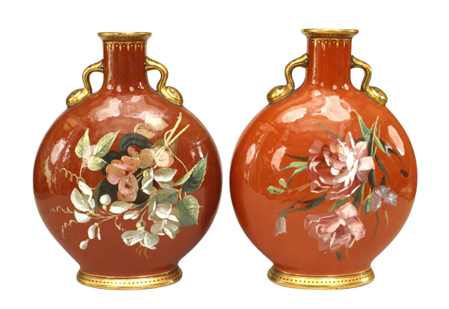 Pair of english victorian minton porcelain vases