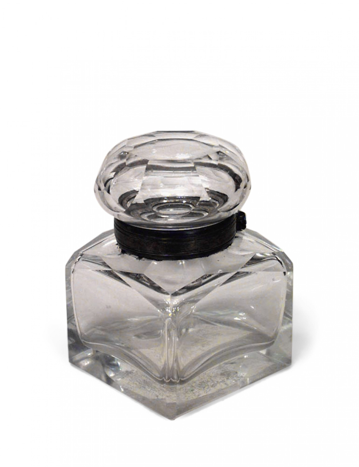 American victorian crystal inkwell