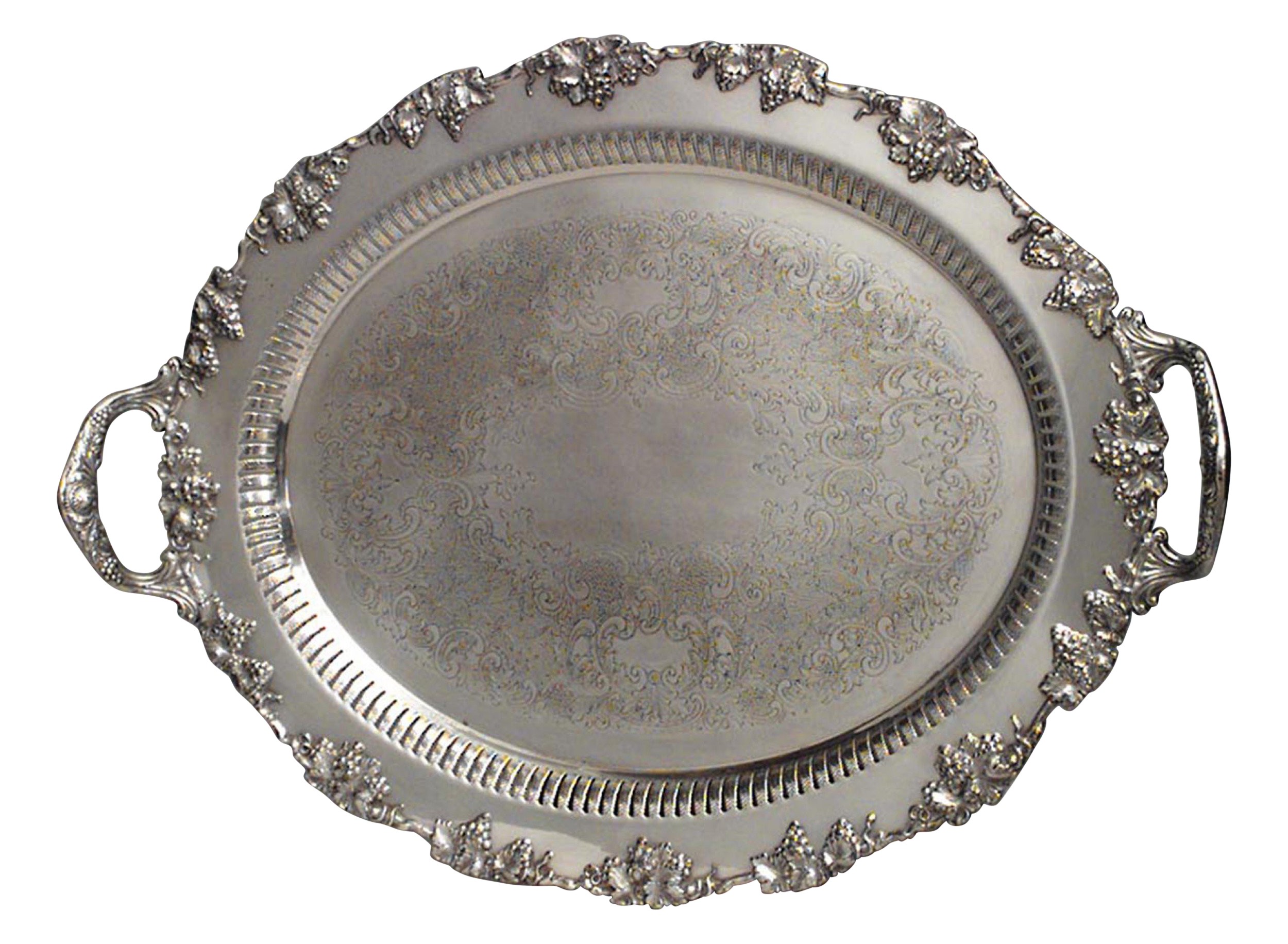 English victorian silver plate tray 14