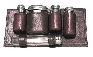 English victorian perfume bottles in leather case 1