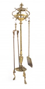 Victorian bronze fire tool stand 1