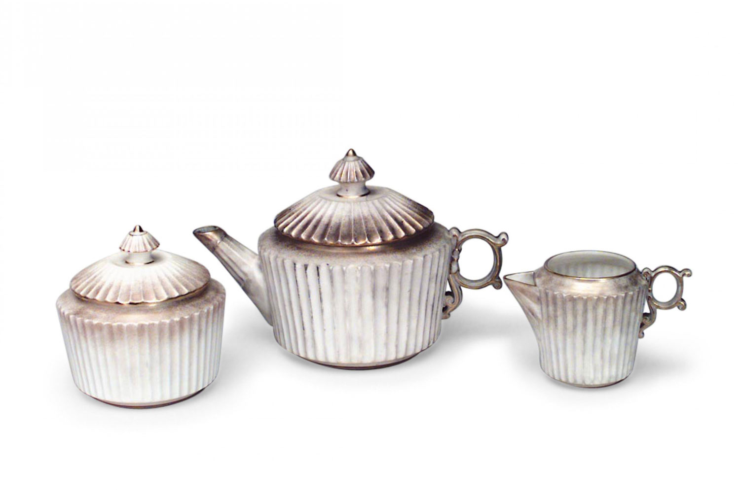 Set of 3 english victorian worcester porcelain tea set