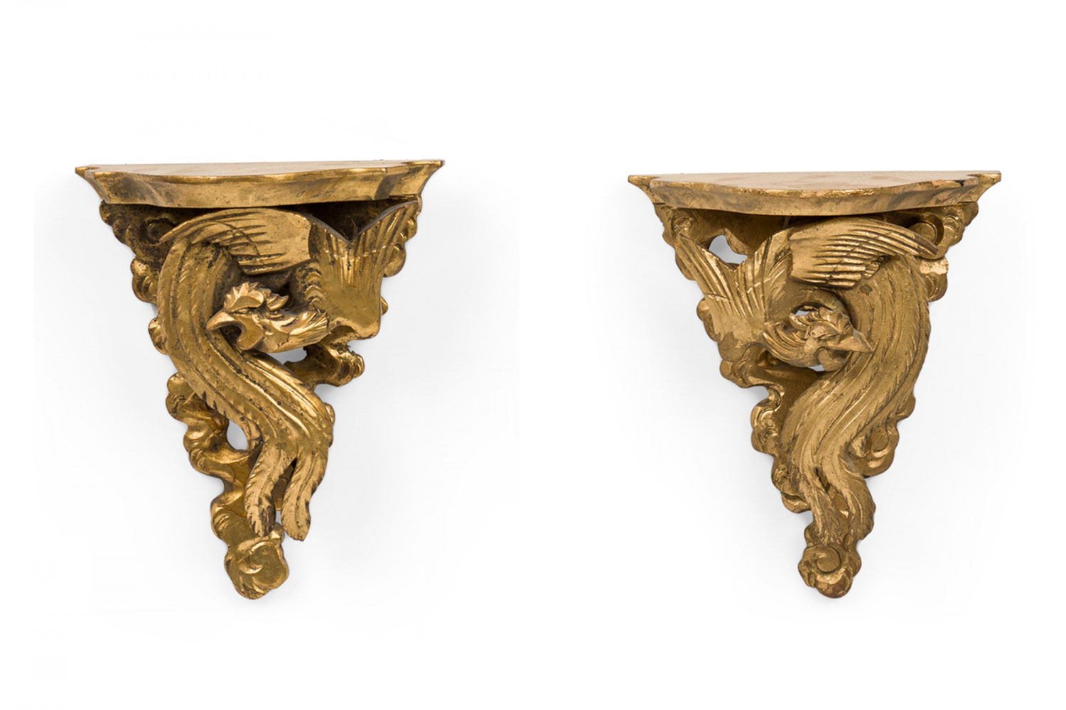 Chinese chippendale gilt bird shelves