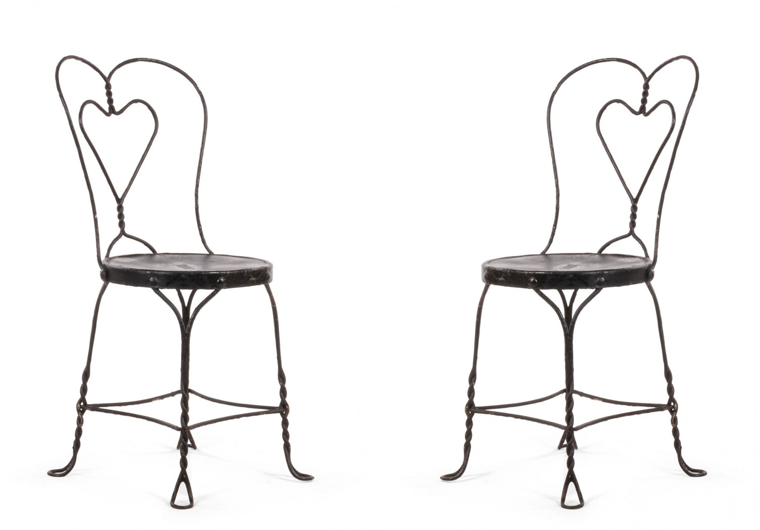 Outdoor victorian heart shaped wire chairs 1