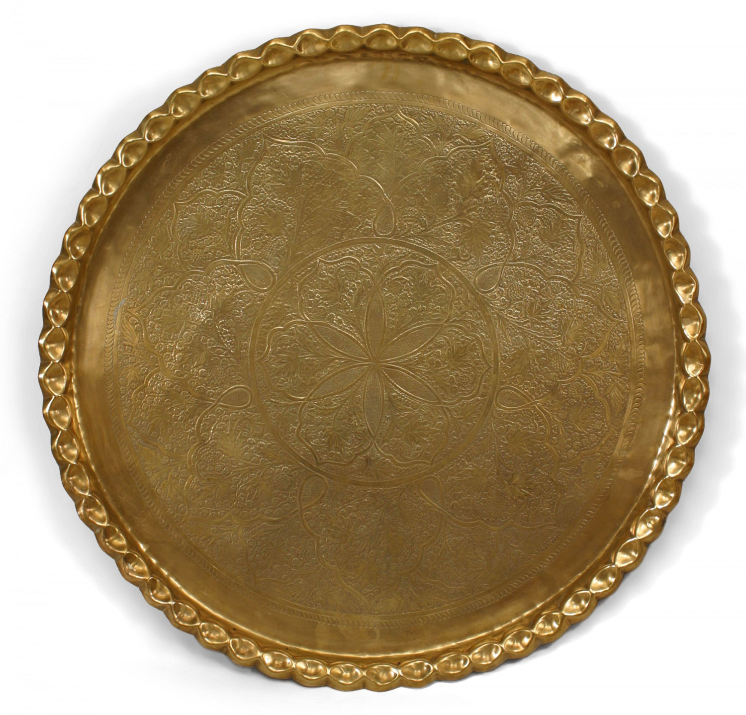 Moorish round brass tray 6