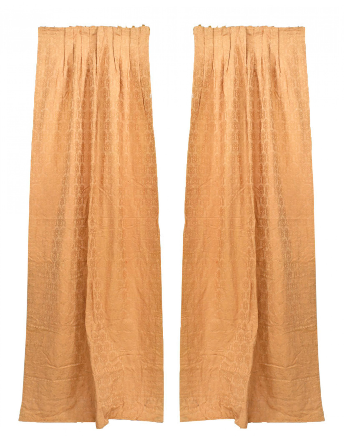 Pink silk brocade drapes