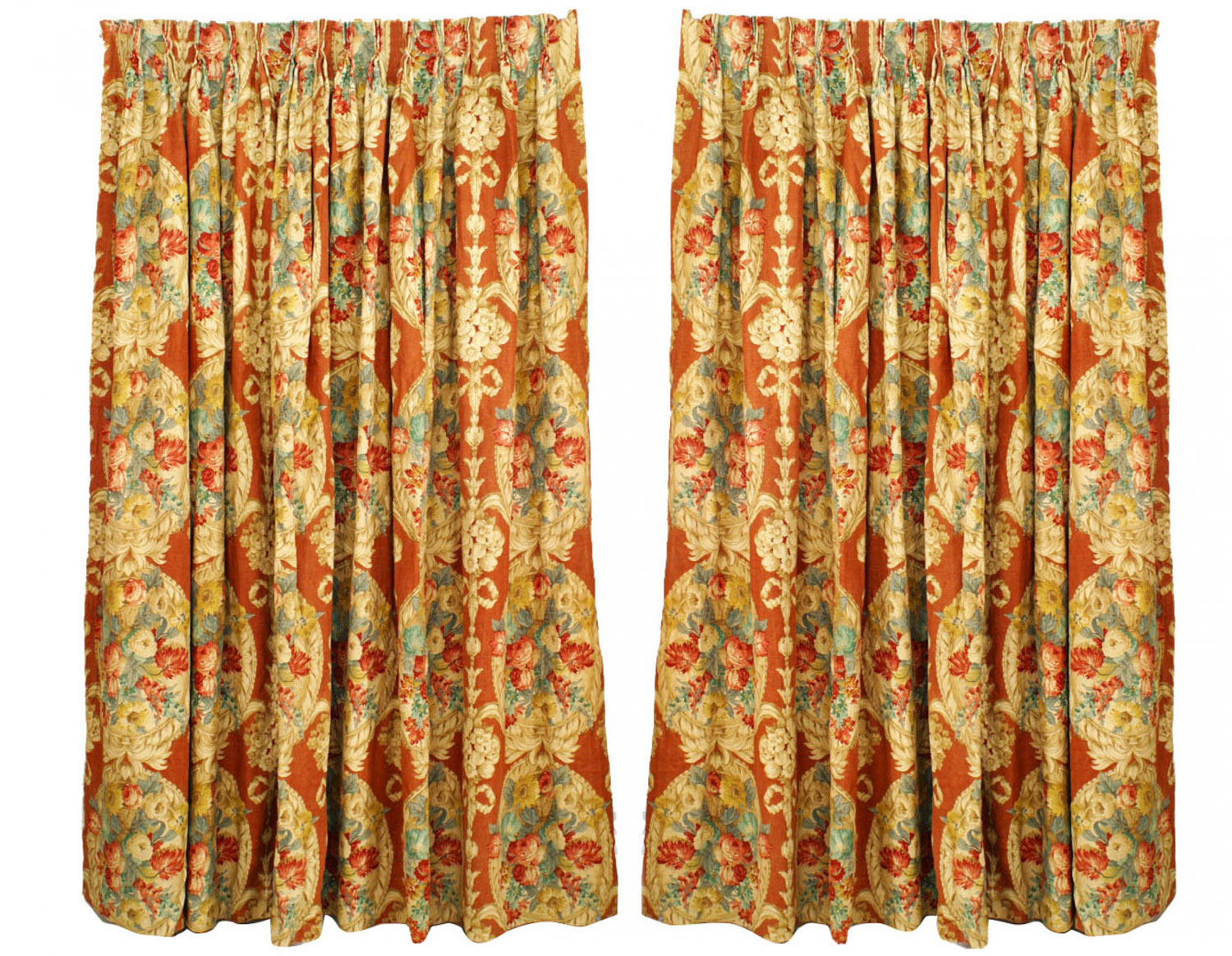 Printed linen floral drapes 1